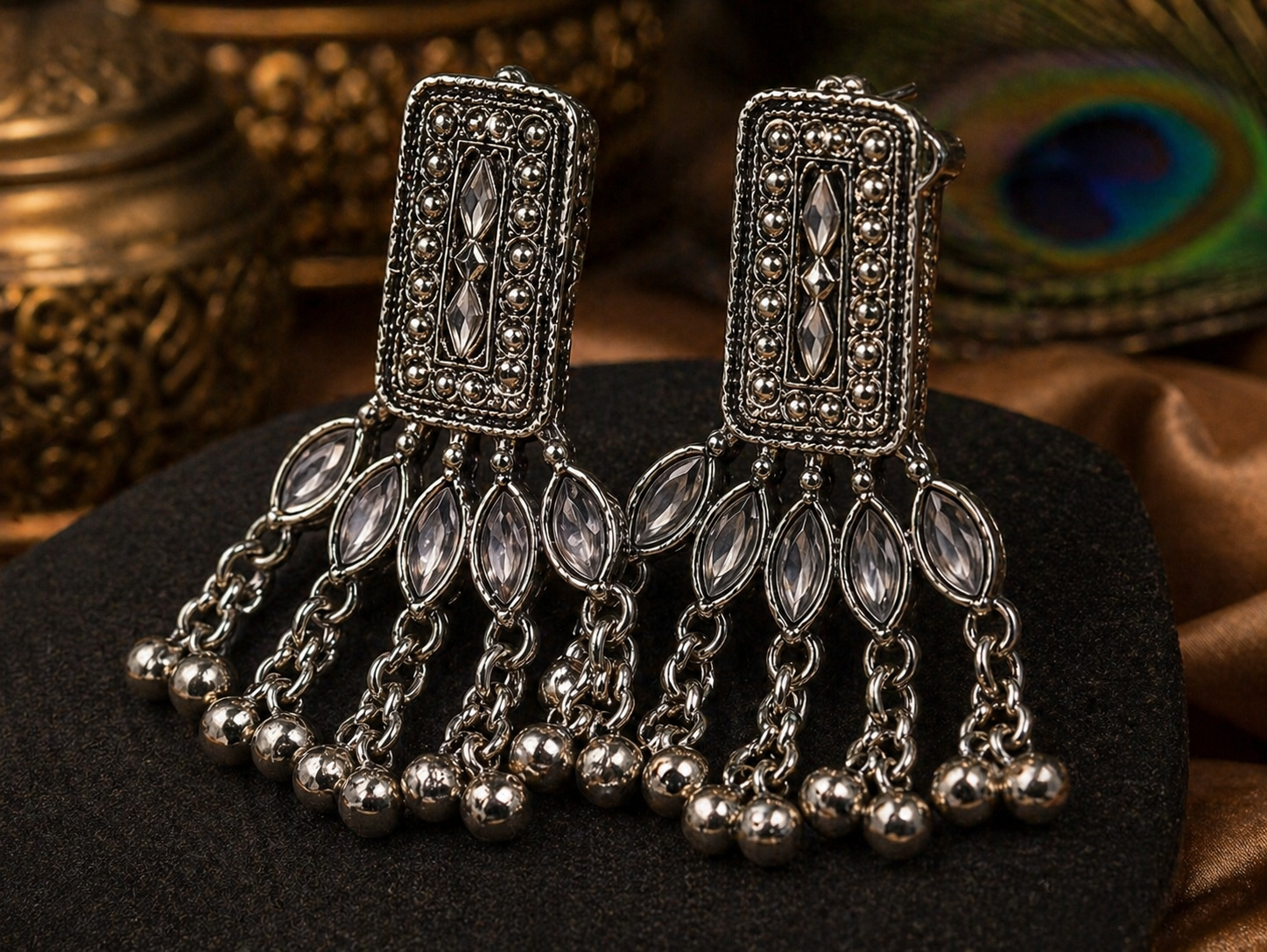 Royal Fringe Cascade Long Necklace Set