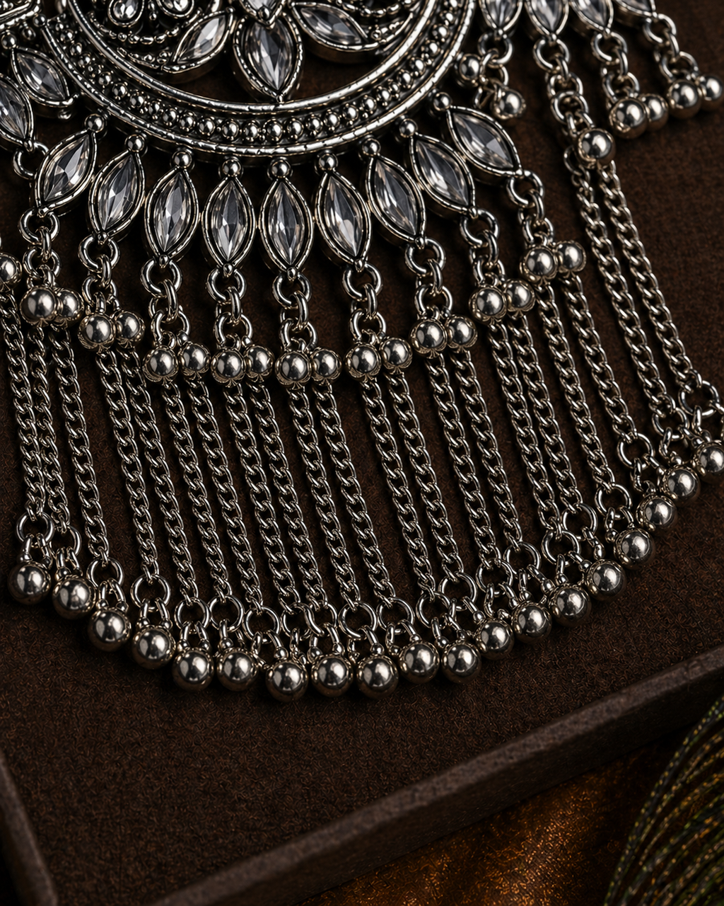 Royal Fringe Cascade Long Necklace Set