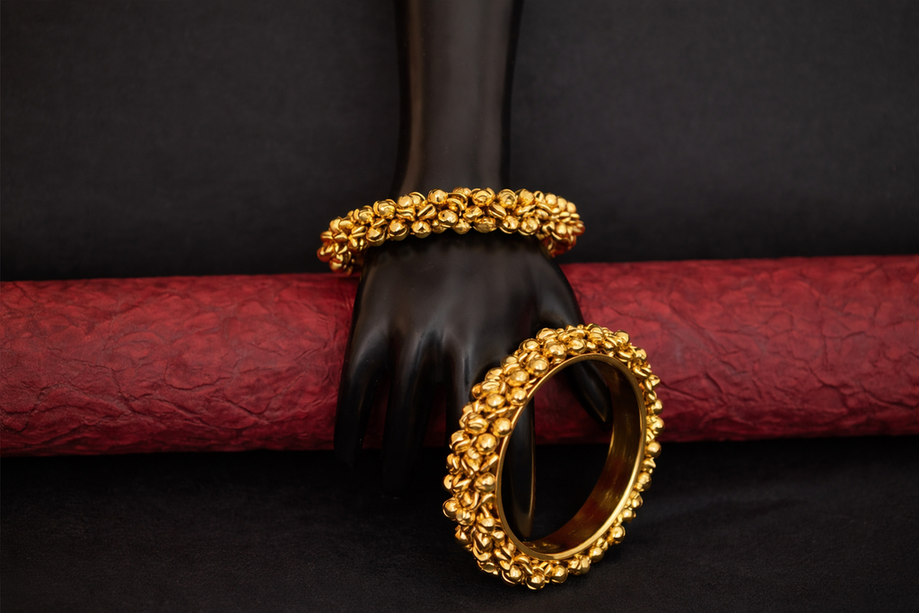High Gold Ghungroo Bangle Kada Set