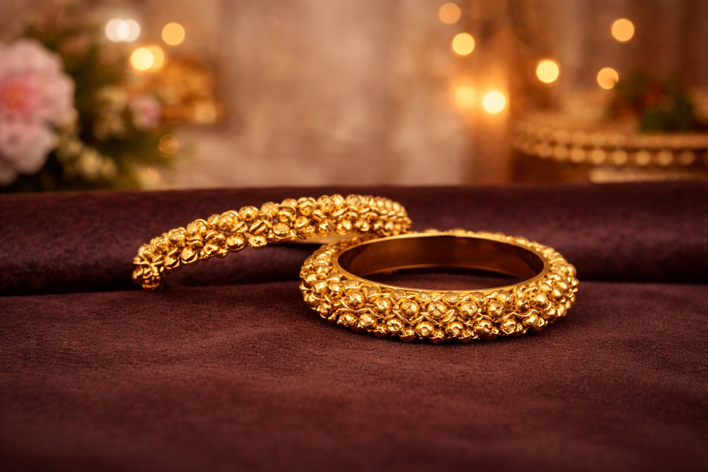 High Gold Ghungroo Bangle Kada Set