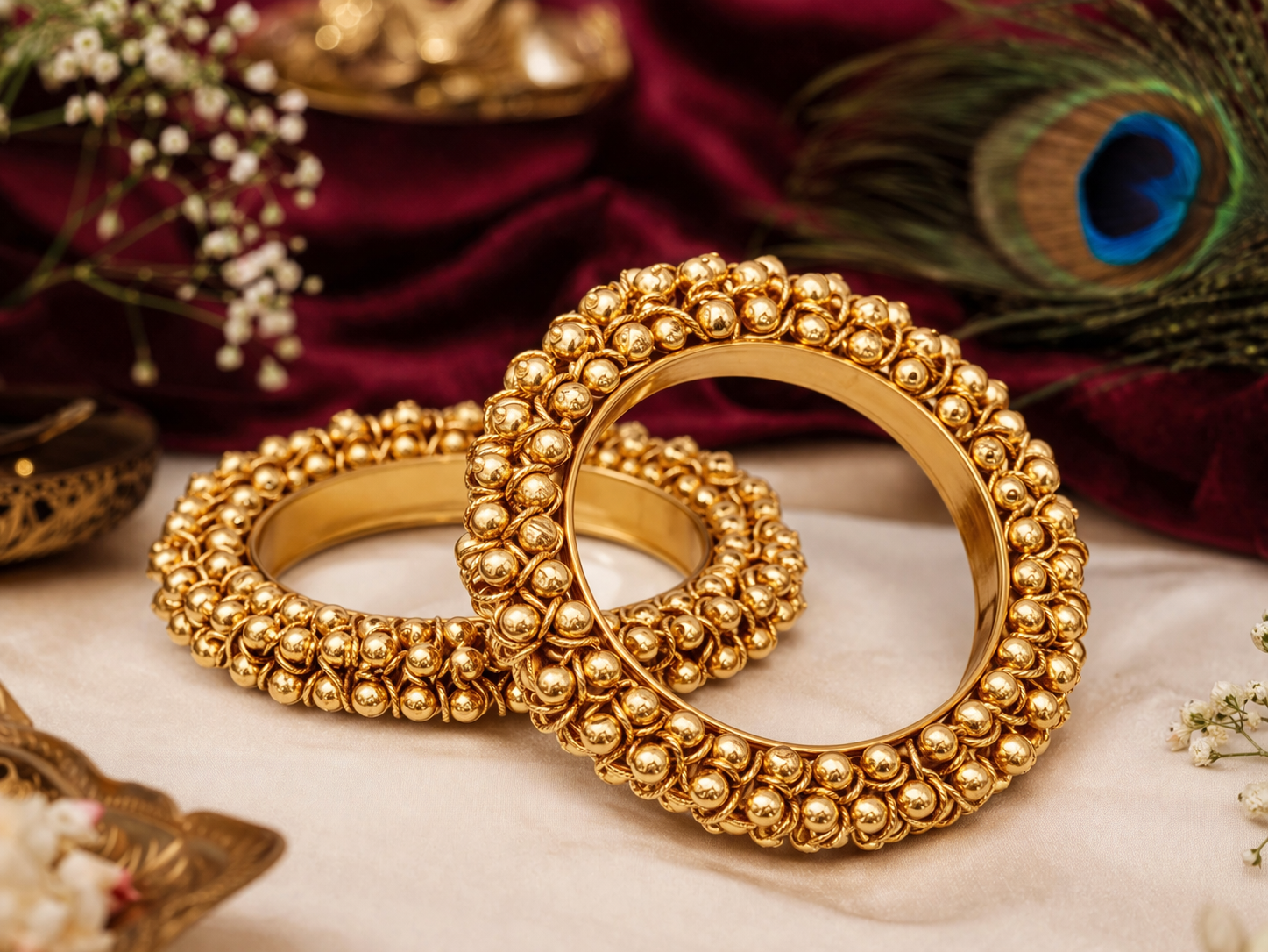 High Gold Ghungroo Bangle Kada Set