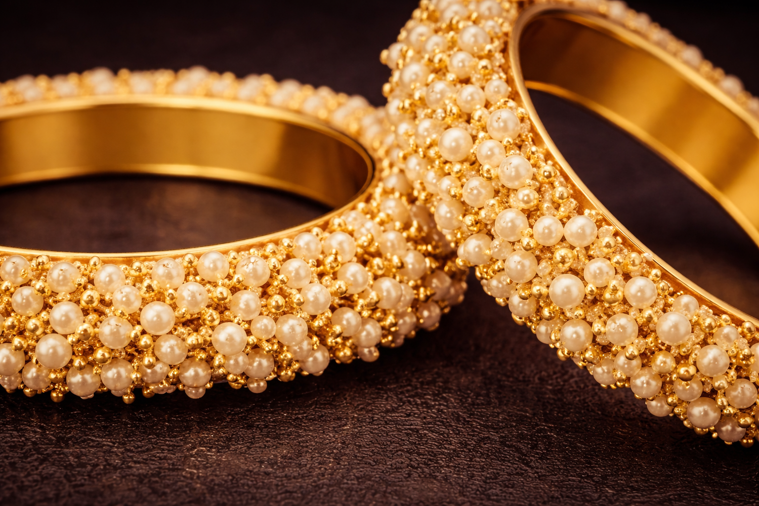 High Gold Pearl Bangle Kada Set