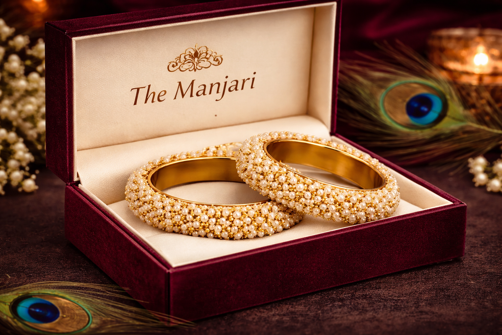High Gold Pearl Bangle Kada Set