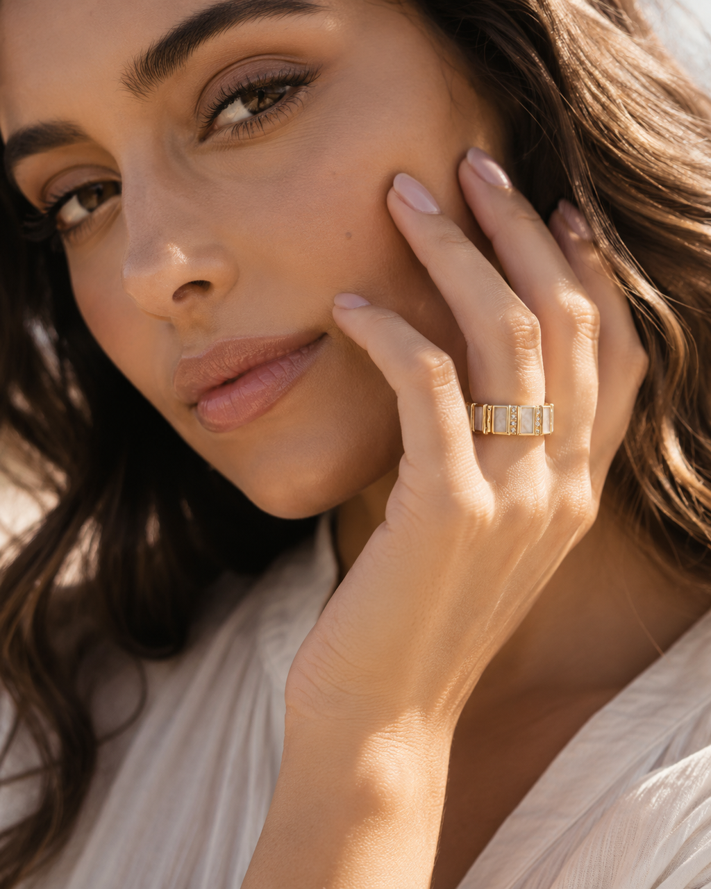 Adjustable Cubic Zirconia Gold Ring | Waterproof Tarnish-Free Stainless Steel Statement Ring for Women