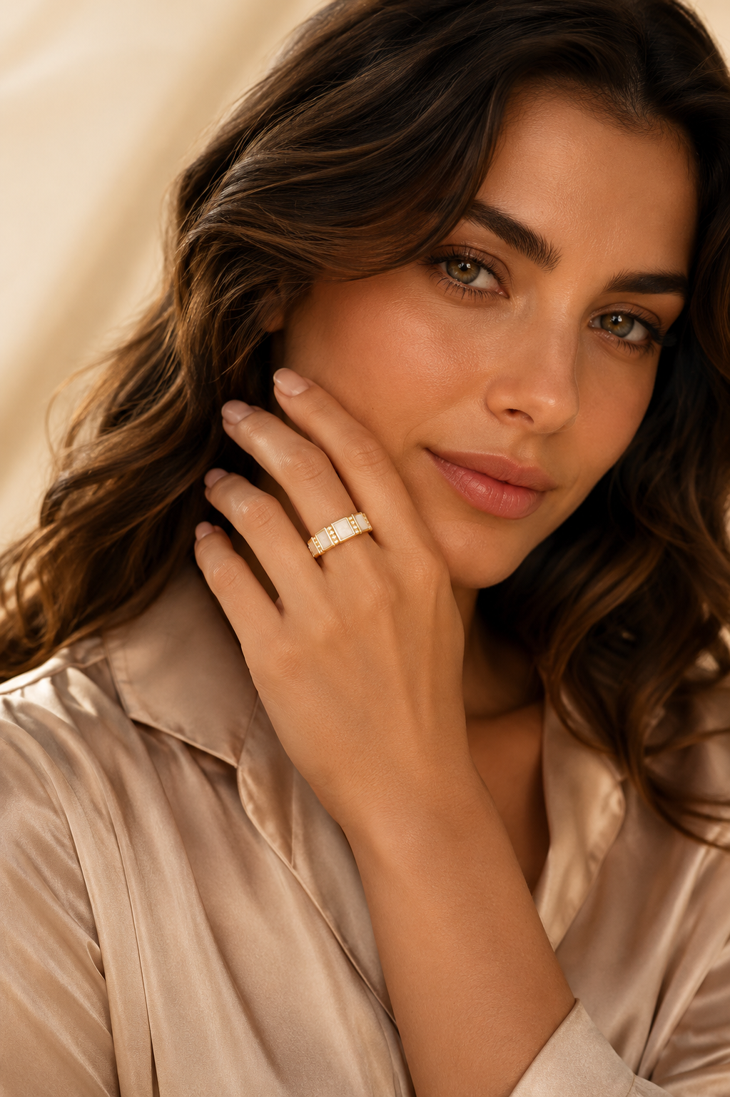 Adjustable Cubic Zirconia Gold Ring | Waterproof Tarnish-Free Stainless Steel Statement Ring for Women