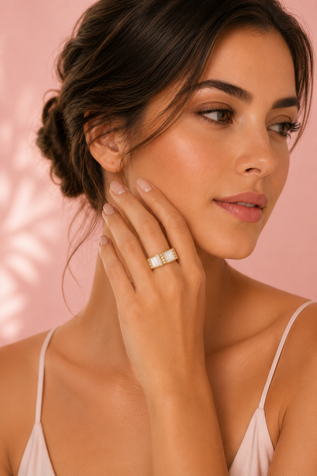Adjustable Cubic Zirconia Gold Ring | Waterproof Tarnish-Free Stainless Steel Statement Ring for Women