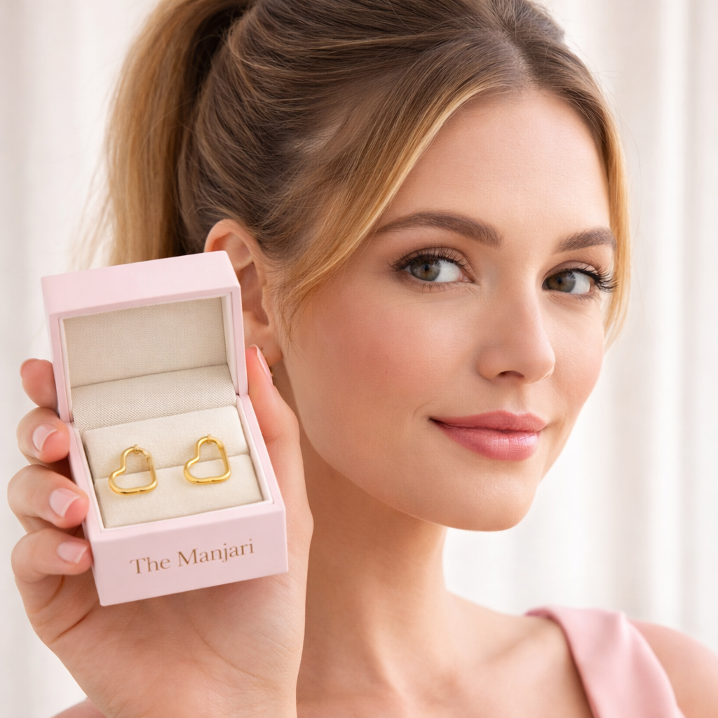 Gold Heart Hoop Earrings