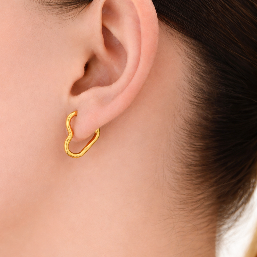 Gold Heart Hoop Earrings