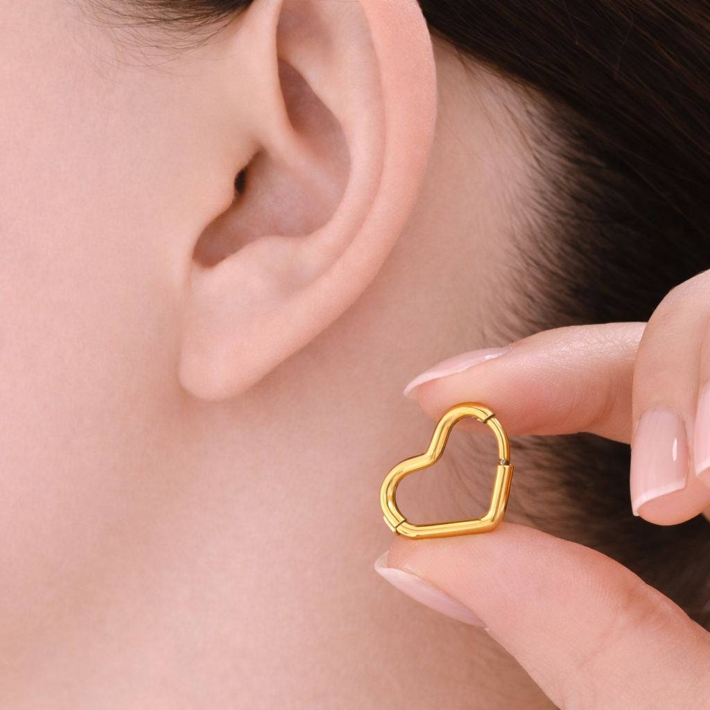 Gold Heart Hoop Earrings