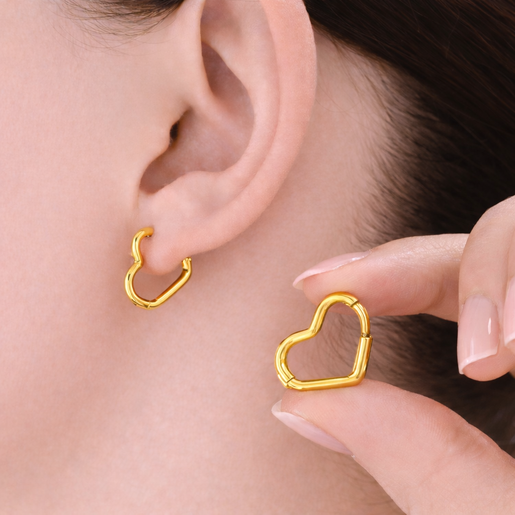Gold Heart Hoop Earrings