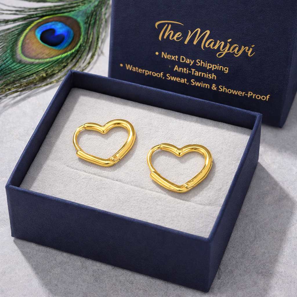 Gold Heart Hoop Earrings