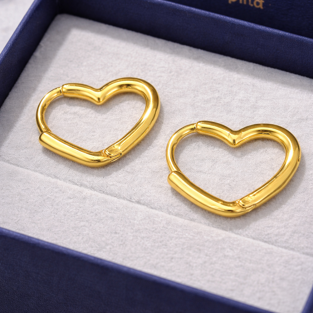 Gold Heart Hoop Earrings