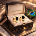Gold Roman Black Enamel Numeral Stud Earrings