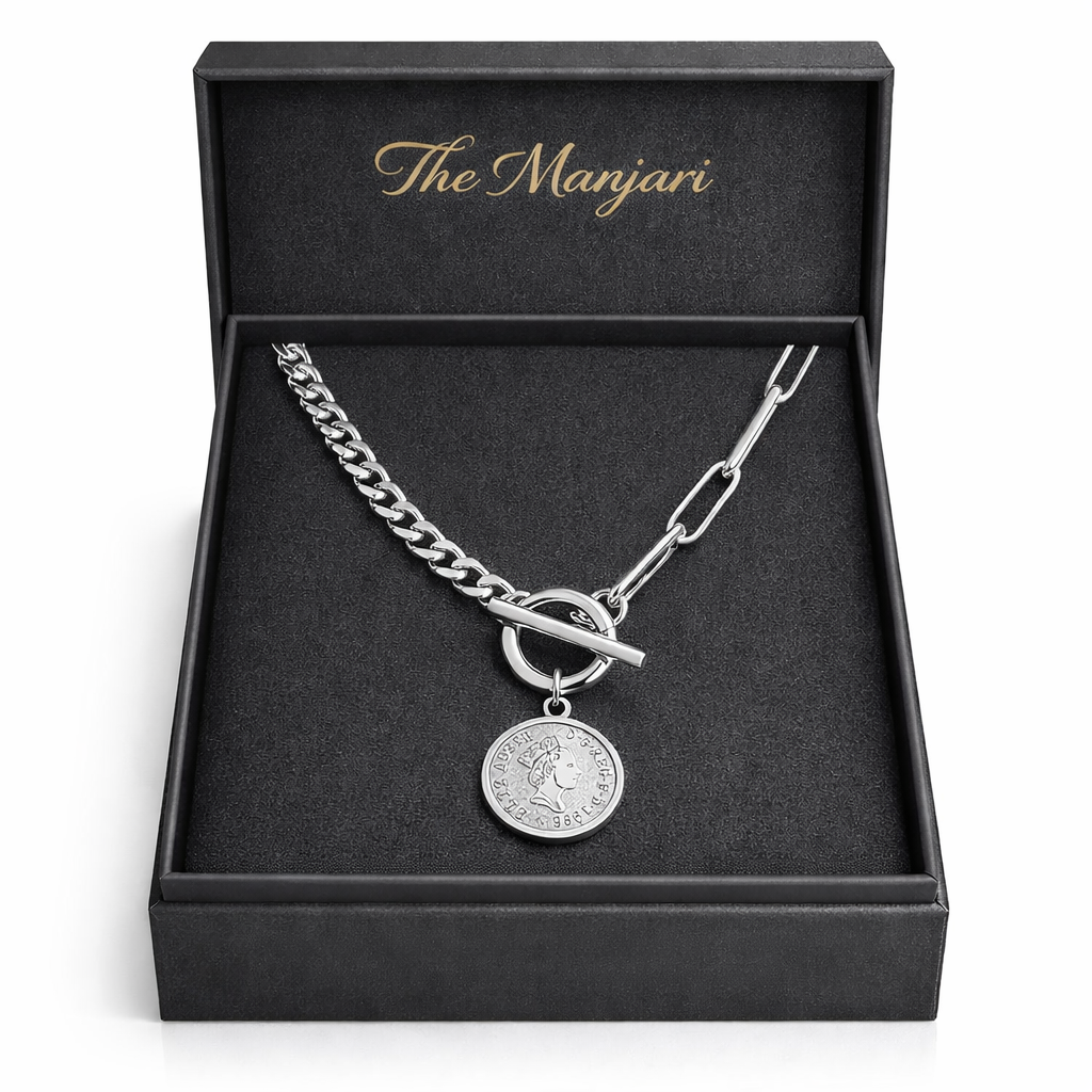Gold & Silver Coin Charm Necklace