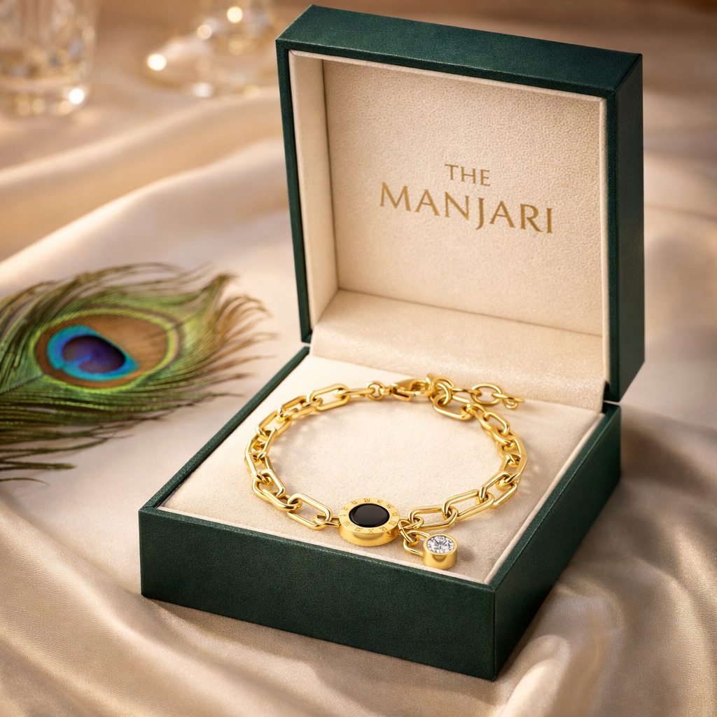 18K Gold Plated Roman Bracelet with Charm