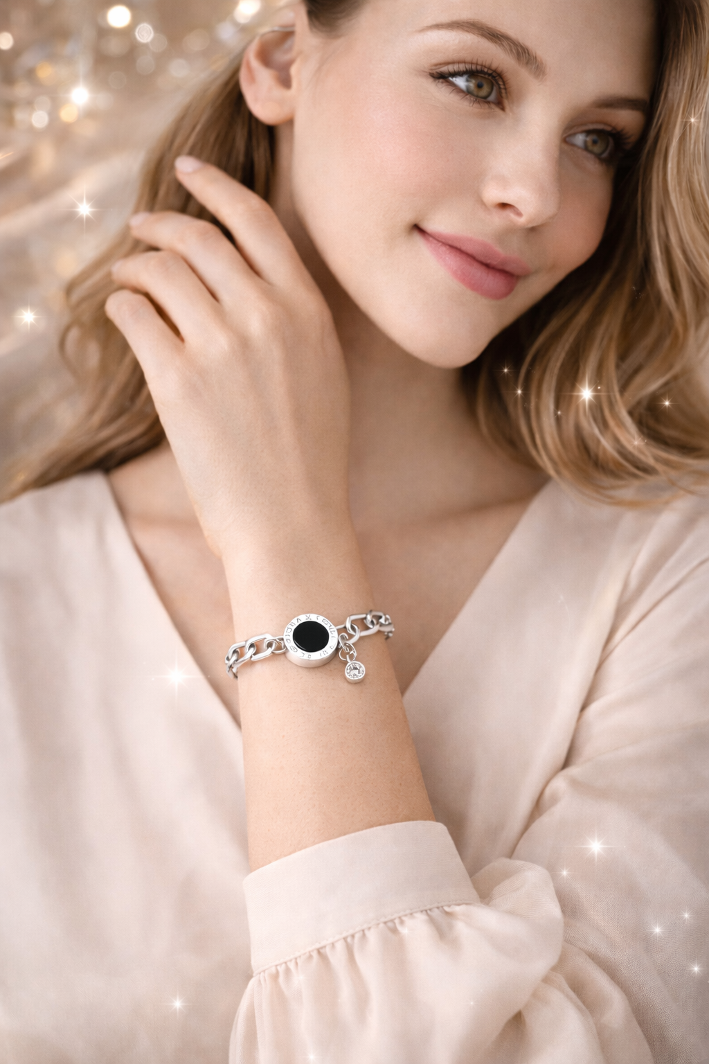 18K Gold Plated Roman Bracelet with Charm