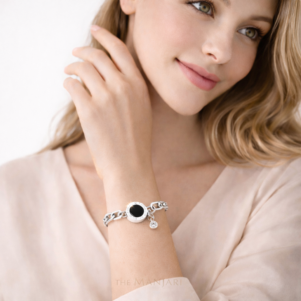 18K Gold Plated Roman Bracelet with Charm