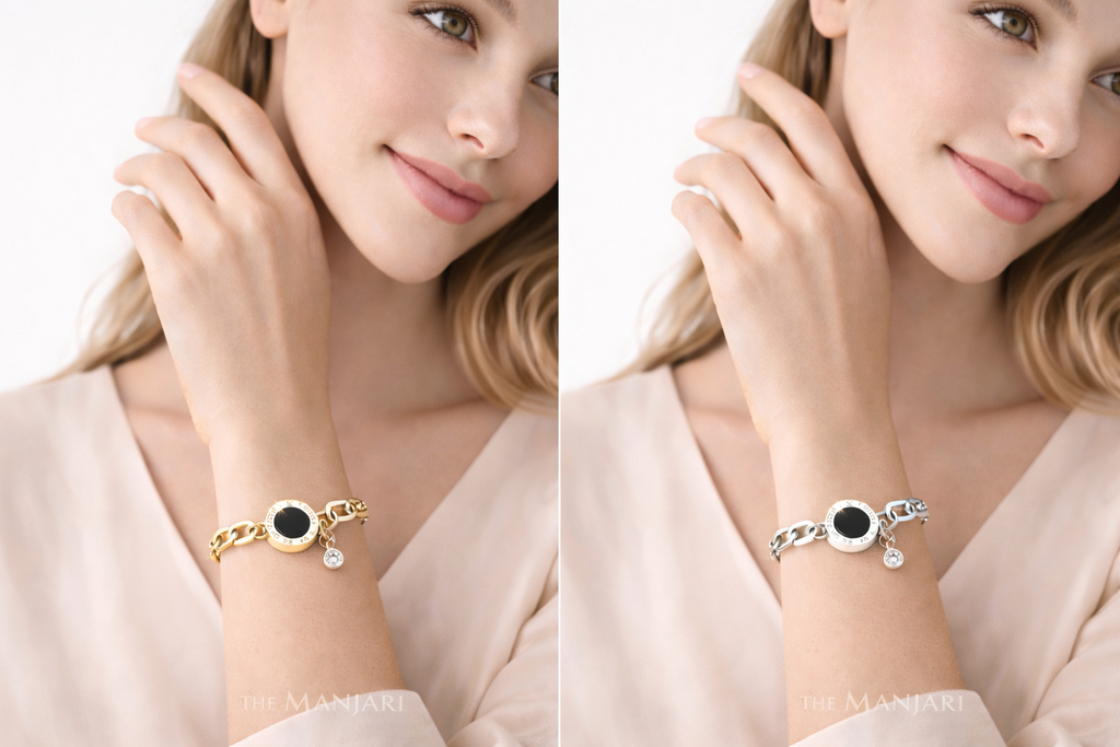 18K Gold Plated Roman Bracelet with Charm