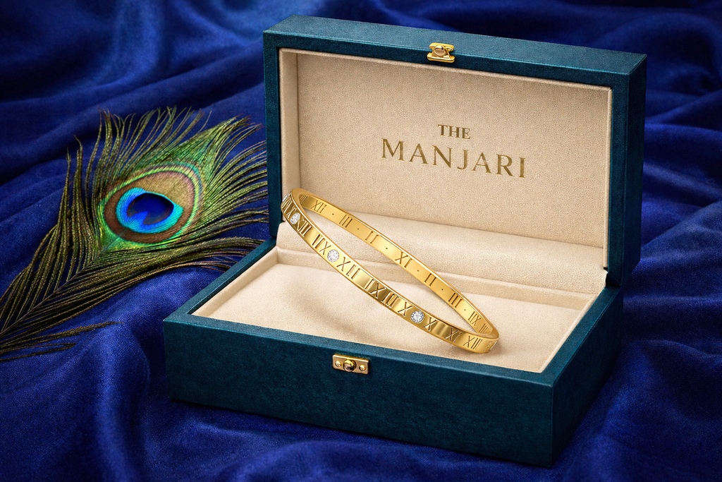 Gold and Silver Roman Numeral Bangle Bracelet