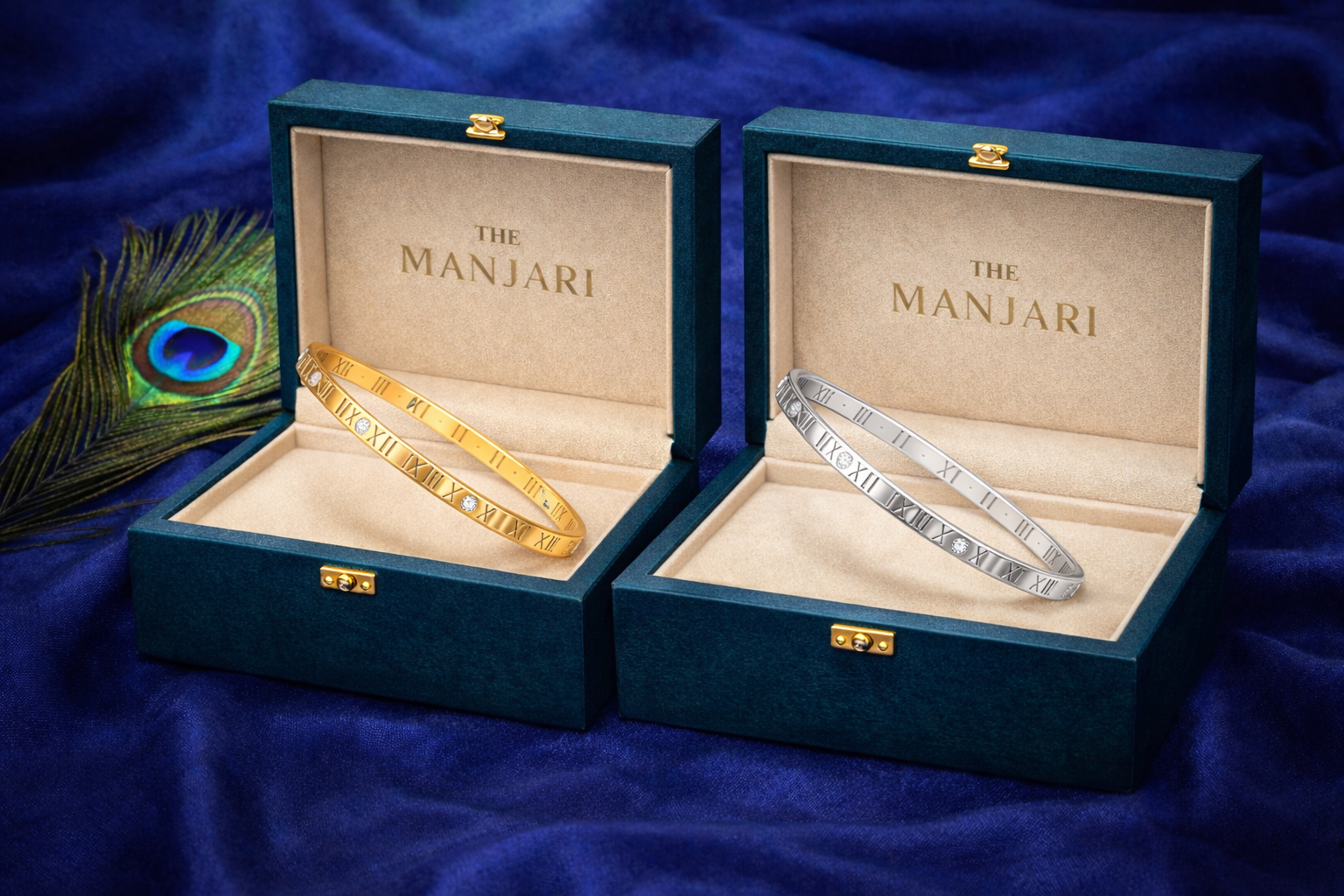 Gold and Silver Roman Numeral Bangle Bracelet