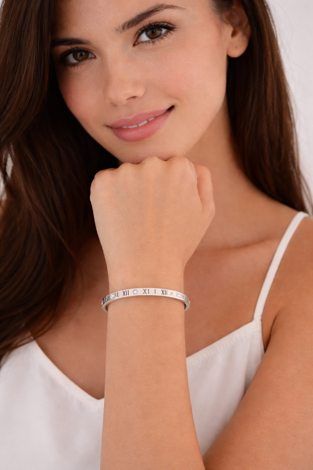 Gold and Silver Roman Numeral Bangle Bracelet