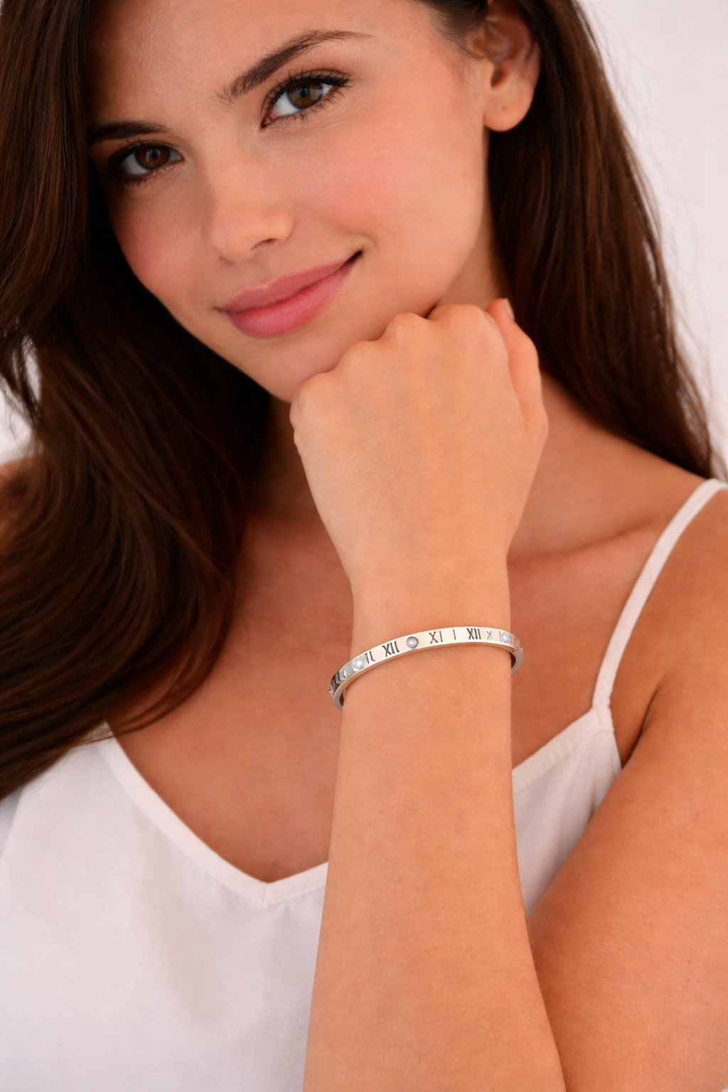 Gold and Silver Roman Numeral Bangle Bracelet