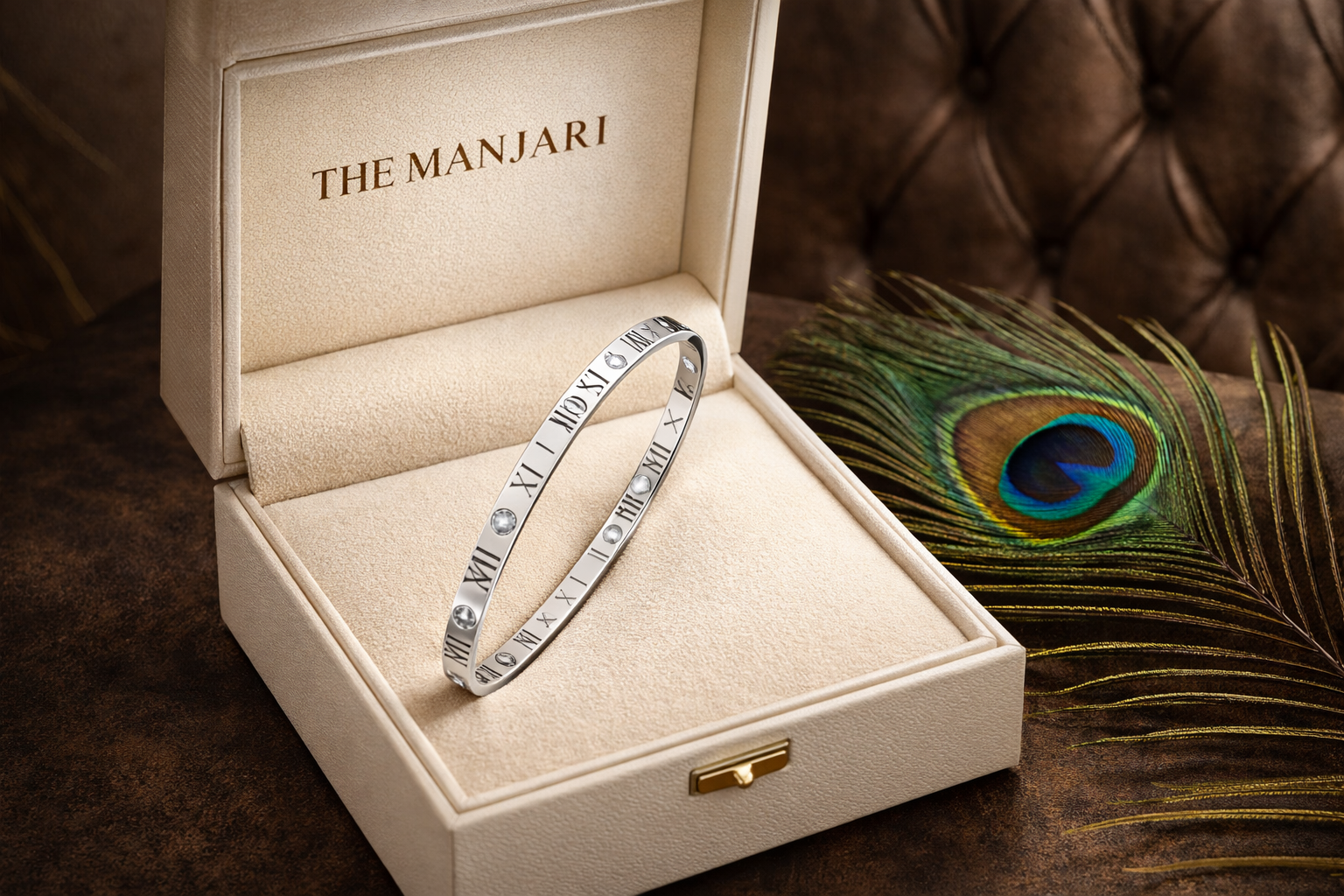 Gold and Silver Roman Numeral Bangle Bracelet