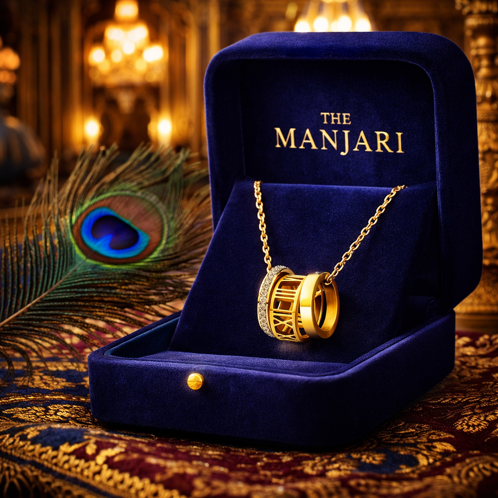 Gold Roman Numeral Ring Pendant Necklace