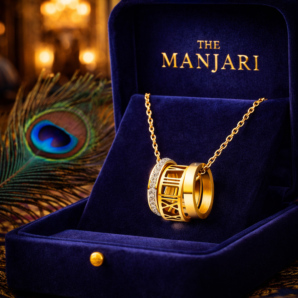 Gold Roman Numeral Ring Pendant Necklace