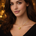 Gold Roman Numeral Ring Pendant Necklace