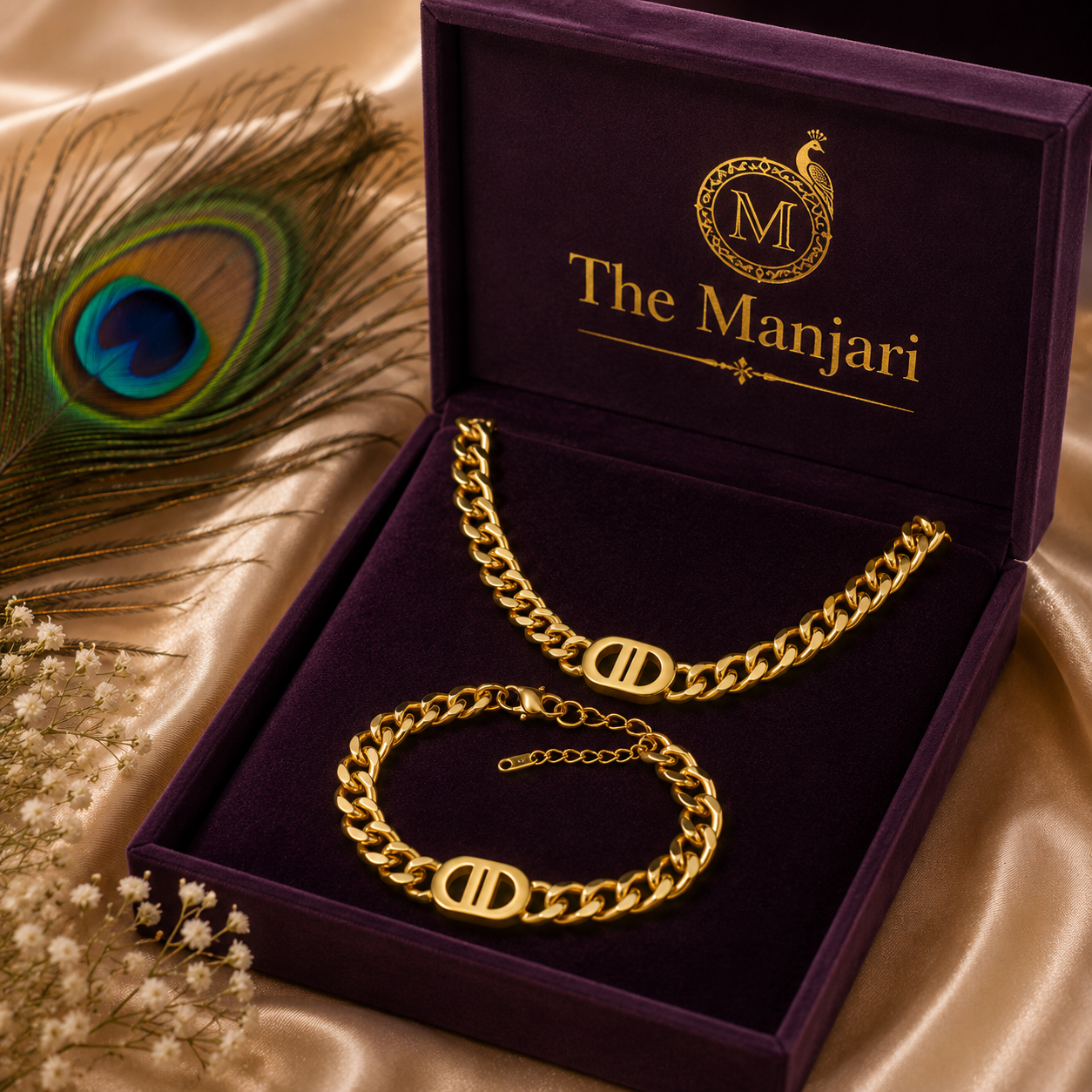 Luxury Cuban Link Chain Necklace & Bracelet Set – 18K Gold Plated Stainless Steel | Waterproof Tarnish-Free Chain Necklace | Gold Bracelet | Silver Necklace