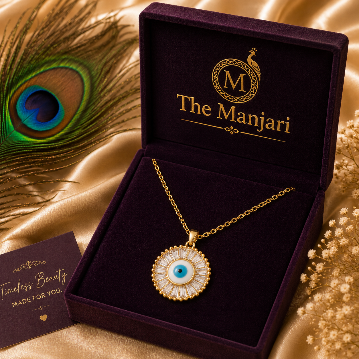 Evil Eye Necklace & Bracelet Set – 18K Gold Plated Stainless Steel | Waterproof Tarnish-Free Evil Eye Jewelry