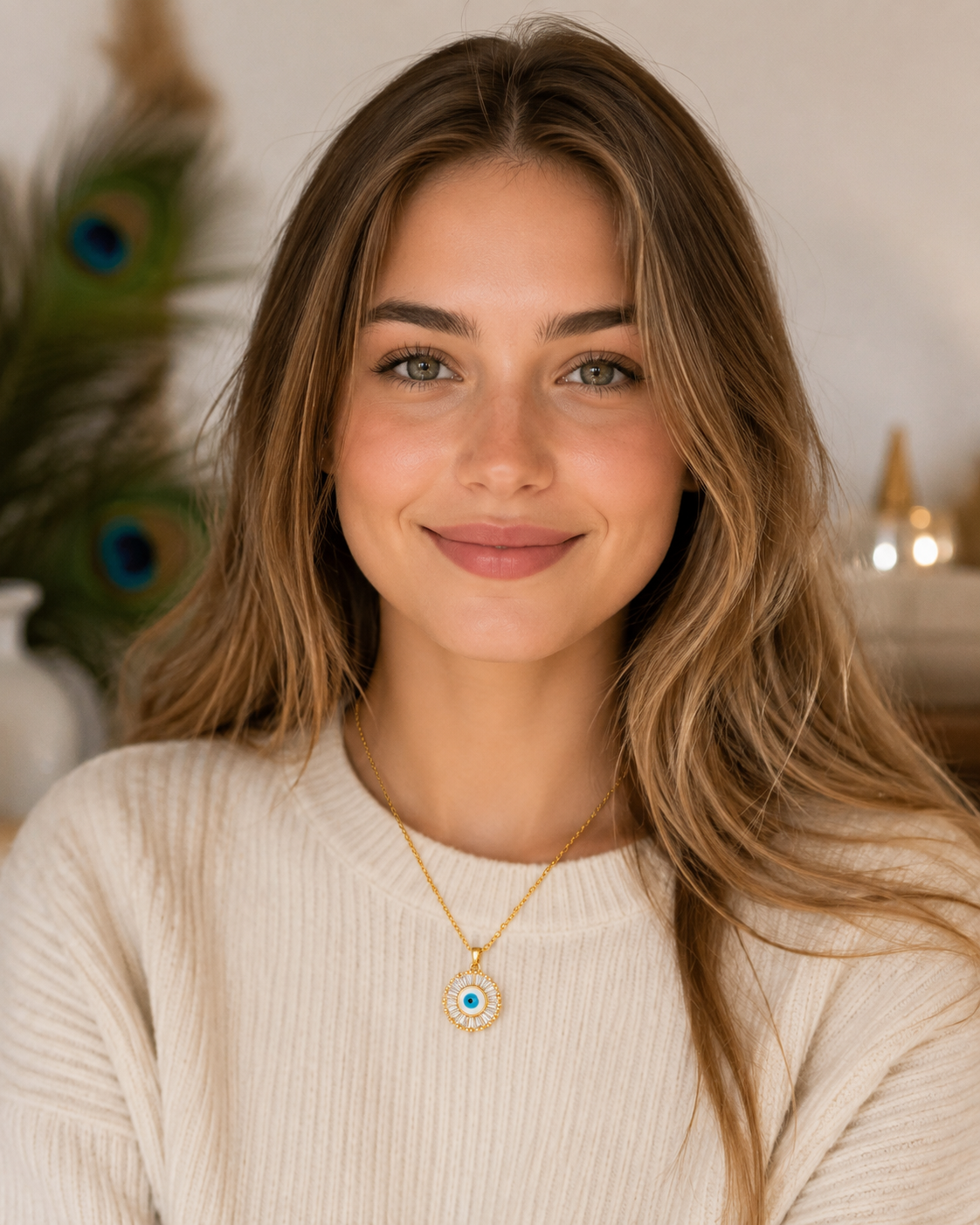 Evil Eye Necklace & Bracelet Set – 18K Gold Plated Stainless Steel | Waterproof Tarnish-Free Evil Eye Jewelry