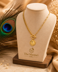 Designer Coin Pendant Chain Necklace & Bracelet Set – Waterproof Tarnish-Free Stainless Steel | Gold & Silver Necklace | Silver Bracelet