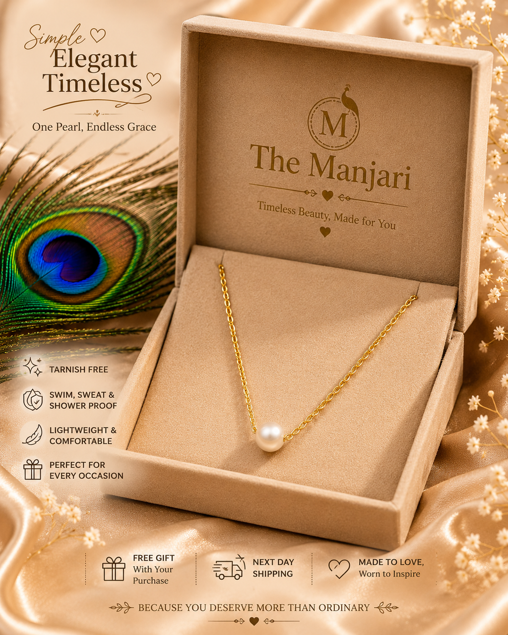 Pearl Necklace & Bracelet Set – 18K Gold Plated Stainless Steel | Waterproof Tarnish-Free Freshwater Pearl Jewelry