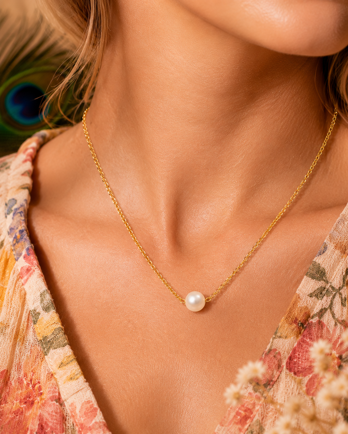 Pearl Necklace & Bracelet Set – 18K Gold Plated Stainless Steel | Waterproof Tarnish-Free Freshwater Pearl Jewelry