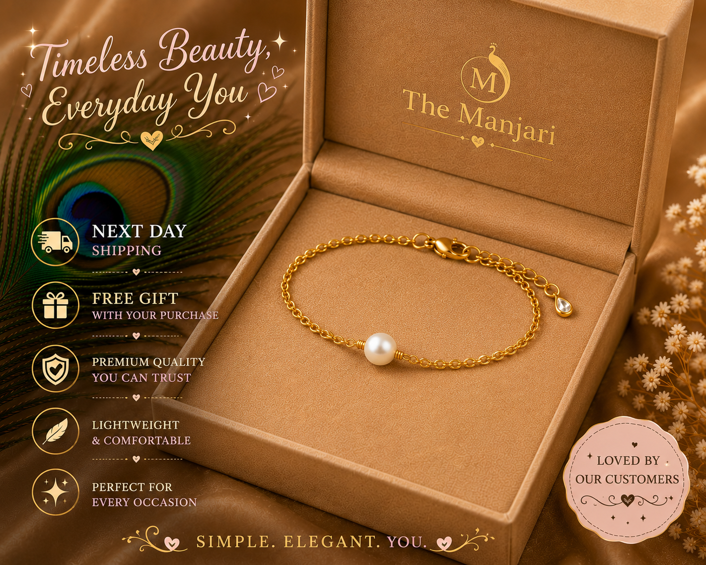Pearl Necklace & Bracelet Set – 18K Gold Plated Stainless Steel | Waterproof Tarnish-Free Freshwater Pearl Jewelry