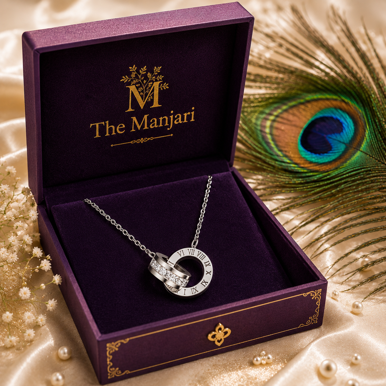 Roman Numeral Necklace & Earrings Set – 18K Gold Plated Stainless Steel | Waterproof Tarnish-Free CZ Jewelry