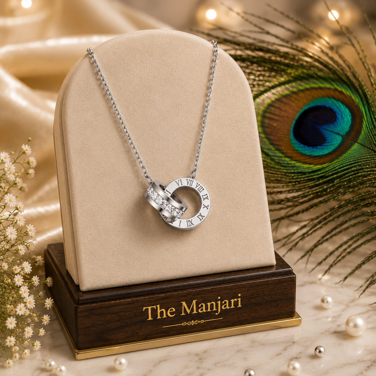Roman Numeral Necklace & Earrings Set – 18K Gold Plated Stainless Steel | Waterproof Tarnish-Free CZ Jewelry