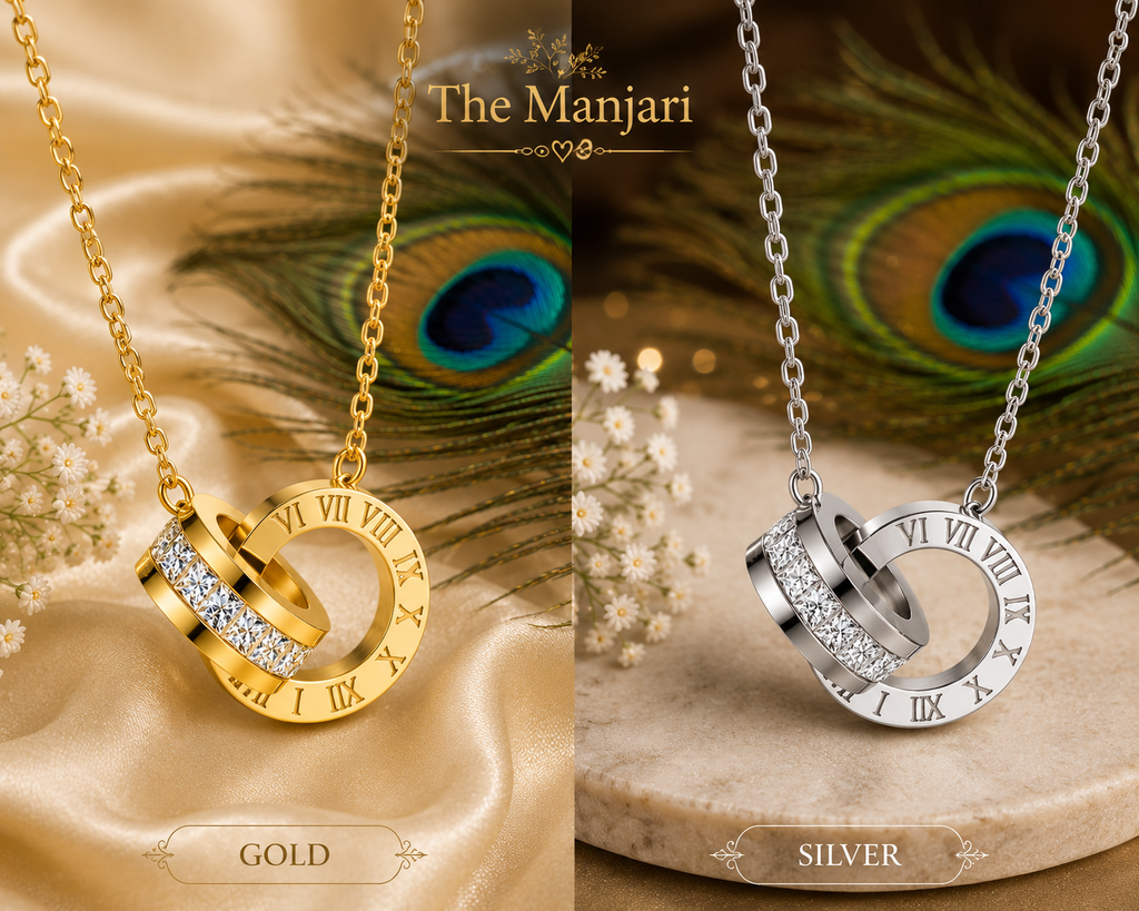 Roman Numeral Necklace & Earrings Set – 18K Gold Plated Stainless Steel | Waterproof Tarnish-Free CZ Jewelry