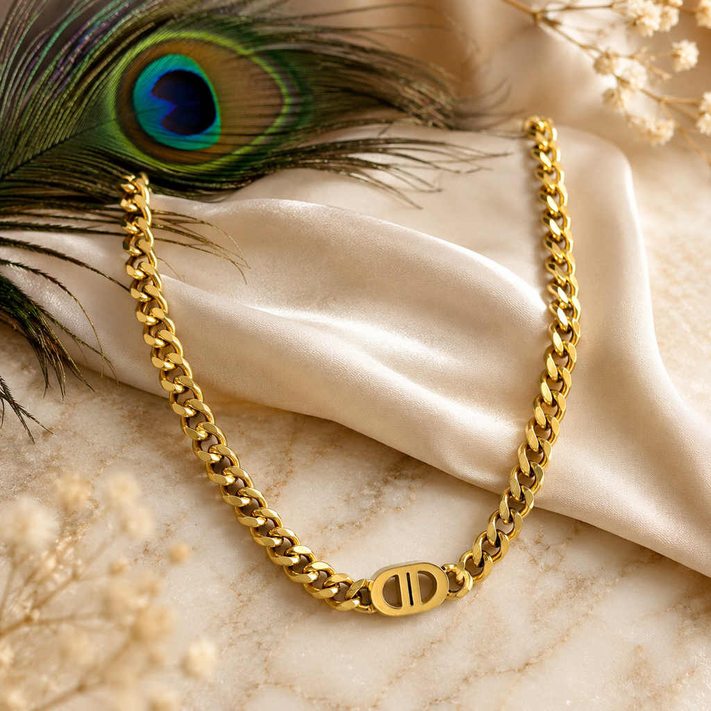 Luxury Cuban Link Chain Necklace & Bracelet Set – 18K Gold Plated Stainless Steel | Waterproof Tarnish-Free Chain Necklace | Gold Bracelet | Silver Necklace