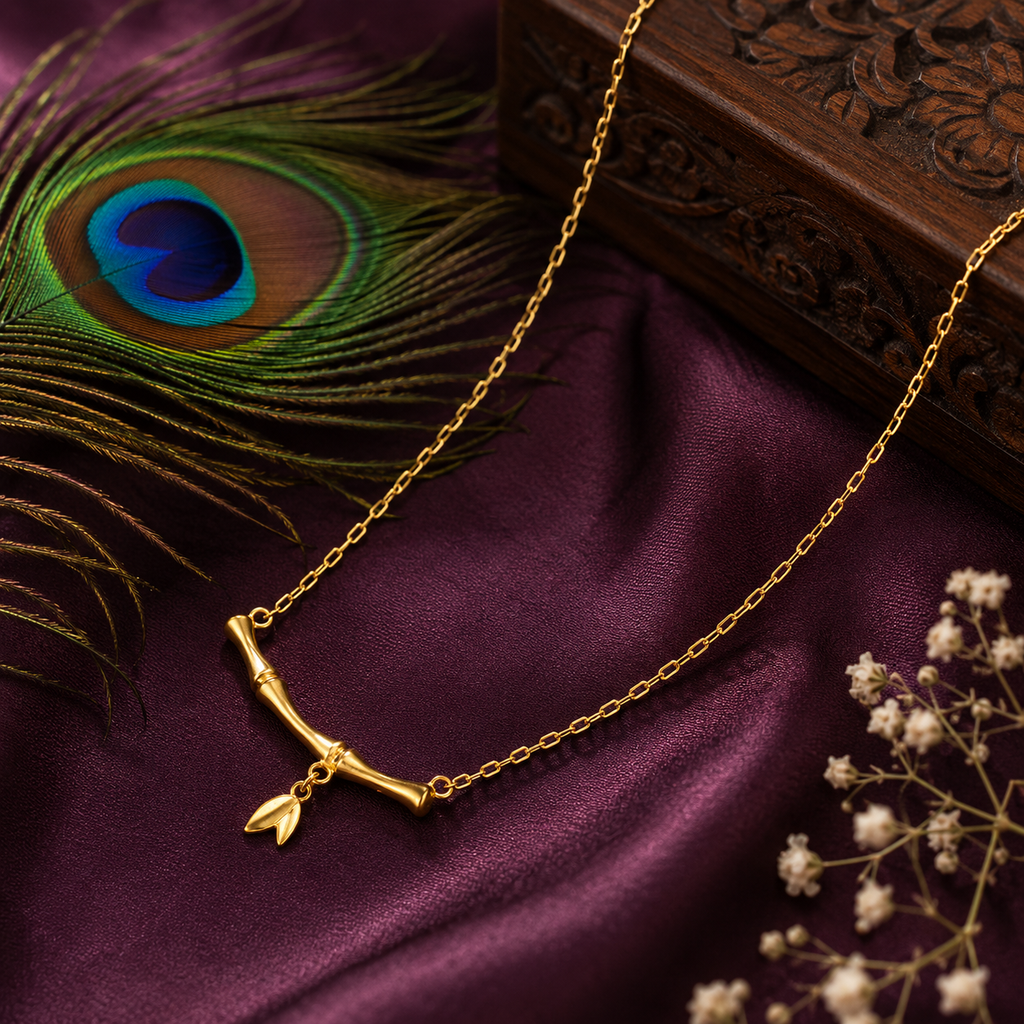Bamboo Necklace & Bracelet Set – 18K Gold Plated Stainless Steel | Waterproof Tarnish-Free Minimalist Jewelry