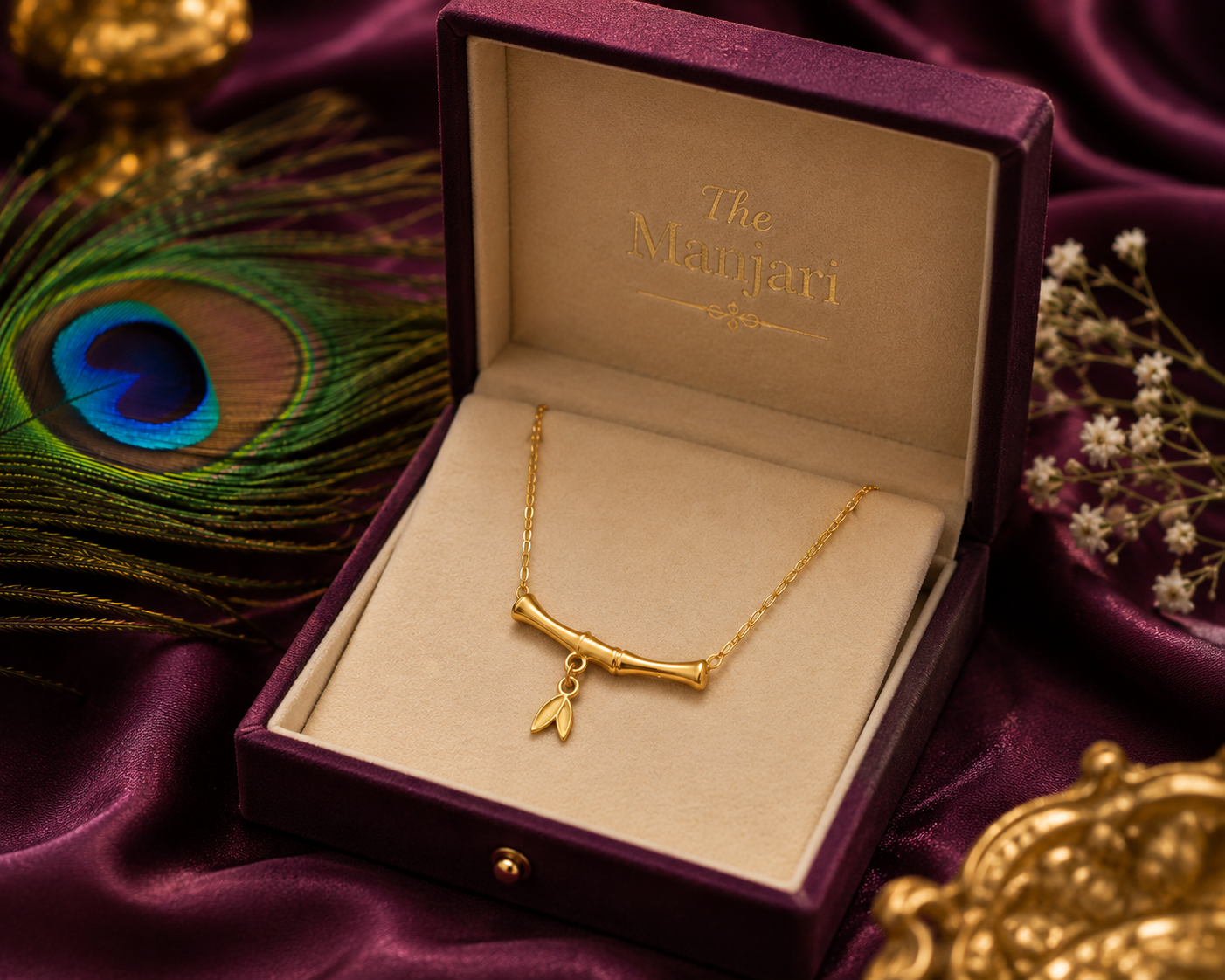 Bamboo Necklace & Bracelet Set – 18K Gold Plated Stainless Steel | Waterproof Tarnish-Free Minimalist Jewelry