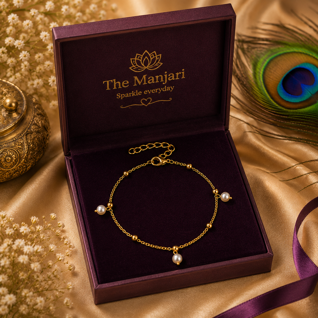 Pearl Charm Anklet – Gold & Silver Stainless Steel Waterproof Anklet | Tarnish-Free Beach & Everyday Jewelry