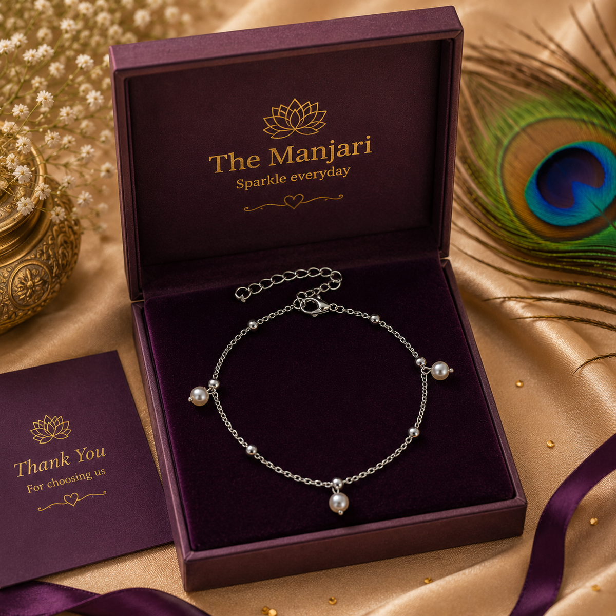 Pearl Charm Anklet – Gold & Silver Stainless Steel Waterproof Anklet | Tarnish-Free Beach & Everyday Jewelry