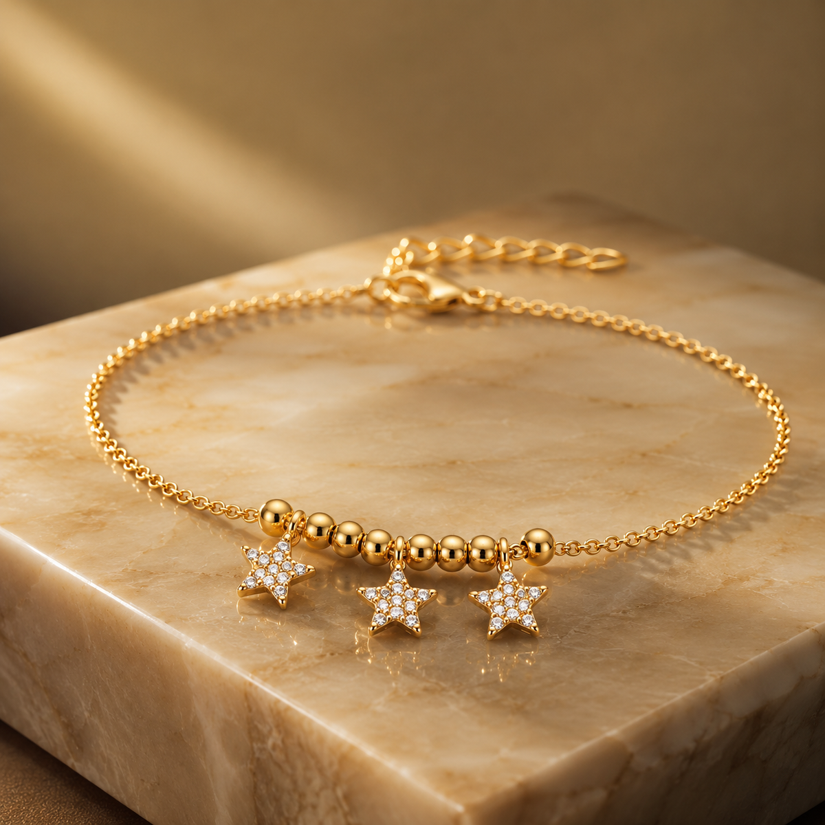 Star Charm Anklet for Women – Gold & Silver Waterproof Anklet, Tarnish-Free Adjustable Stainless Steel Beach Foot Jewelry Gift