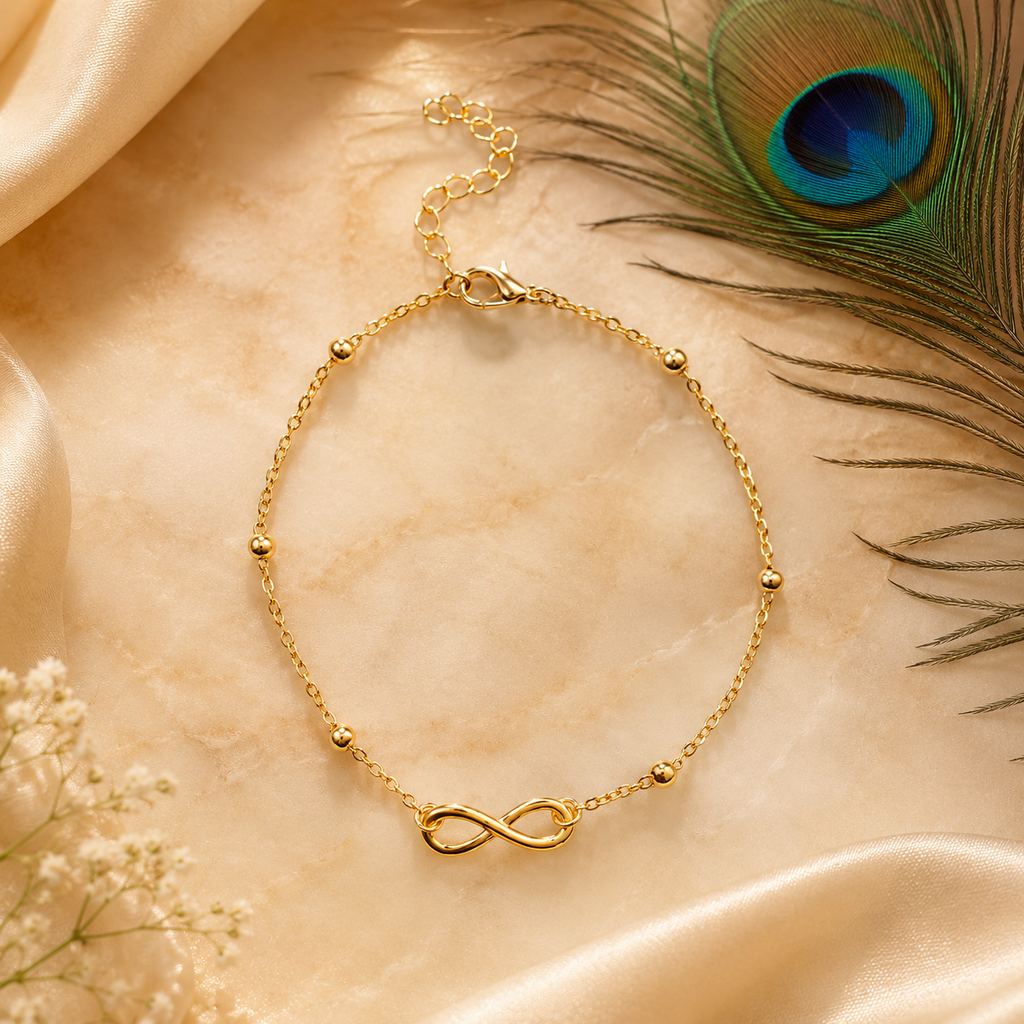 Infinity Anklet for Women – Gold & Silver Adjustable Chain Anklet, Waterproof Tarnish-Free Stainless Steel Beach Anklet Gift