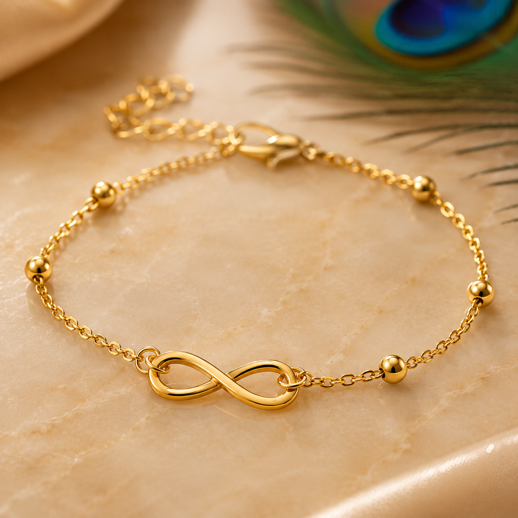 Infinity Anklet for Women – Gold & Silver Adjustable Chain Anklet, Waterproof Tarnish-Free Stainless Steel Beach Anklet Gift