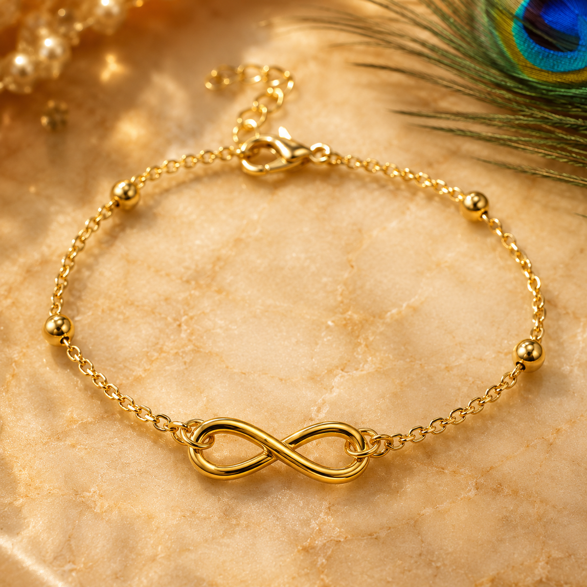 Infinity Anklet for Women – Gold & Silver Adjustable Chain Anklet, Waterproof Tarnish-Free Stainless Steel Beach Anklet Gift