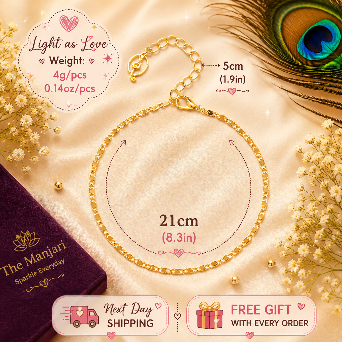 Dainty Figaro Chain Anklet – Gold & Silver Stainless Steel Waterproof Anklet | Tarnish-Free Everyday Jewelry